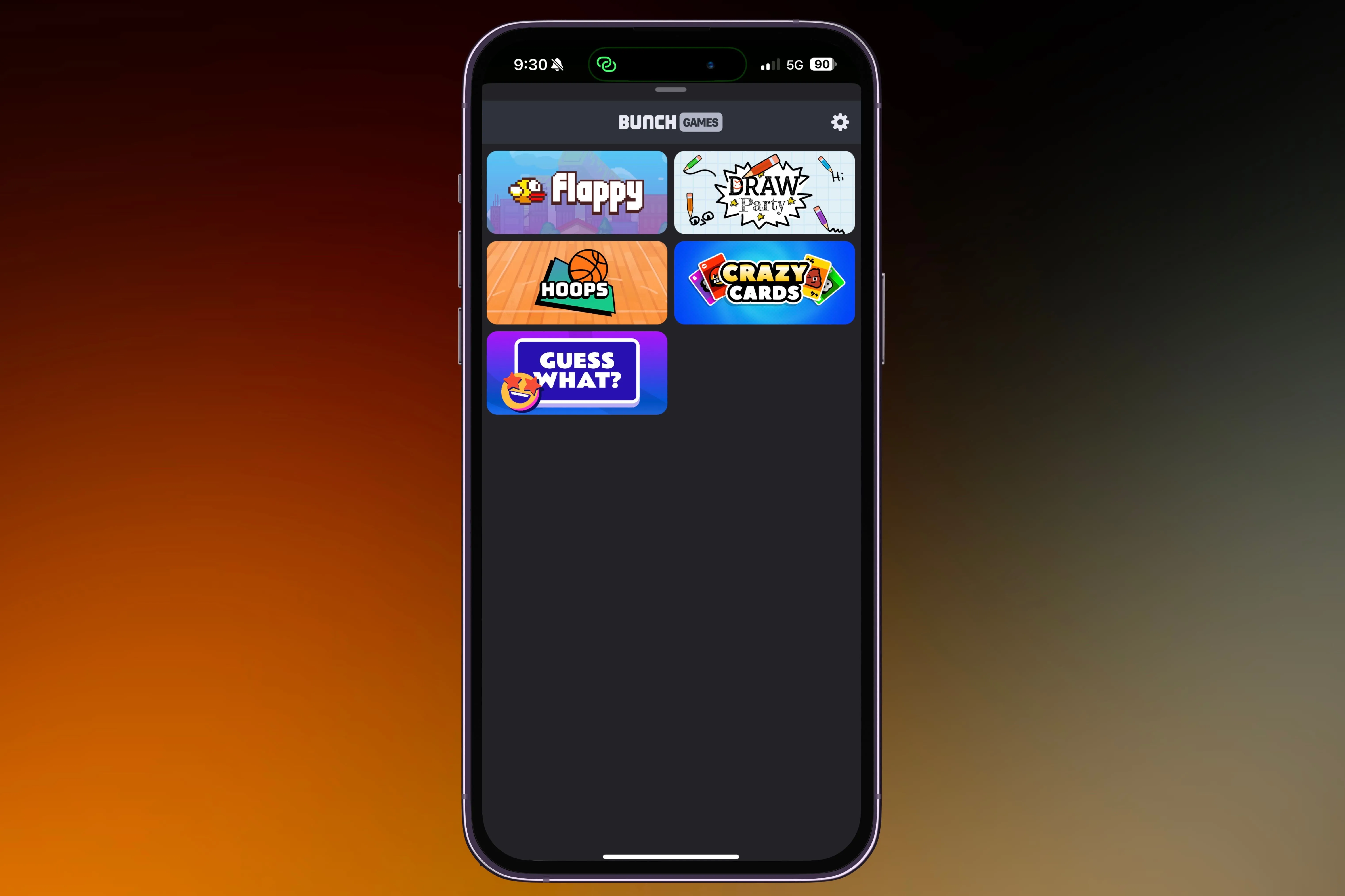 Các trò chơi có sẵn trong ứng dụng Bunch Games iMessage trên iPhone.
