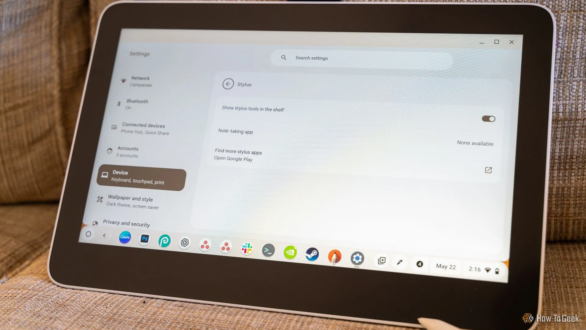 Cài đặt bút cảm ứng (stylus) của Chromebook điều khiển Wacom