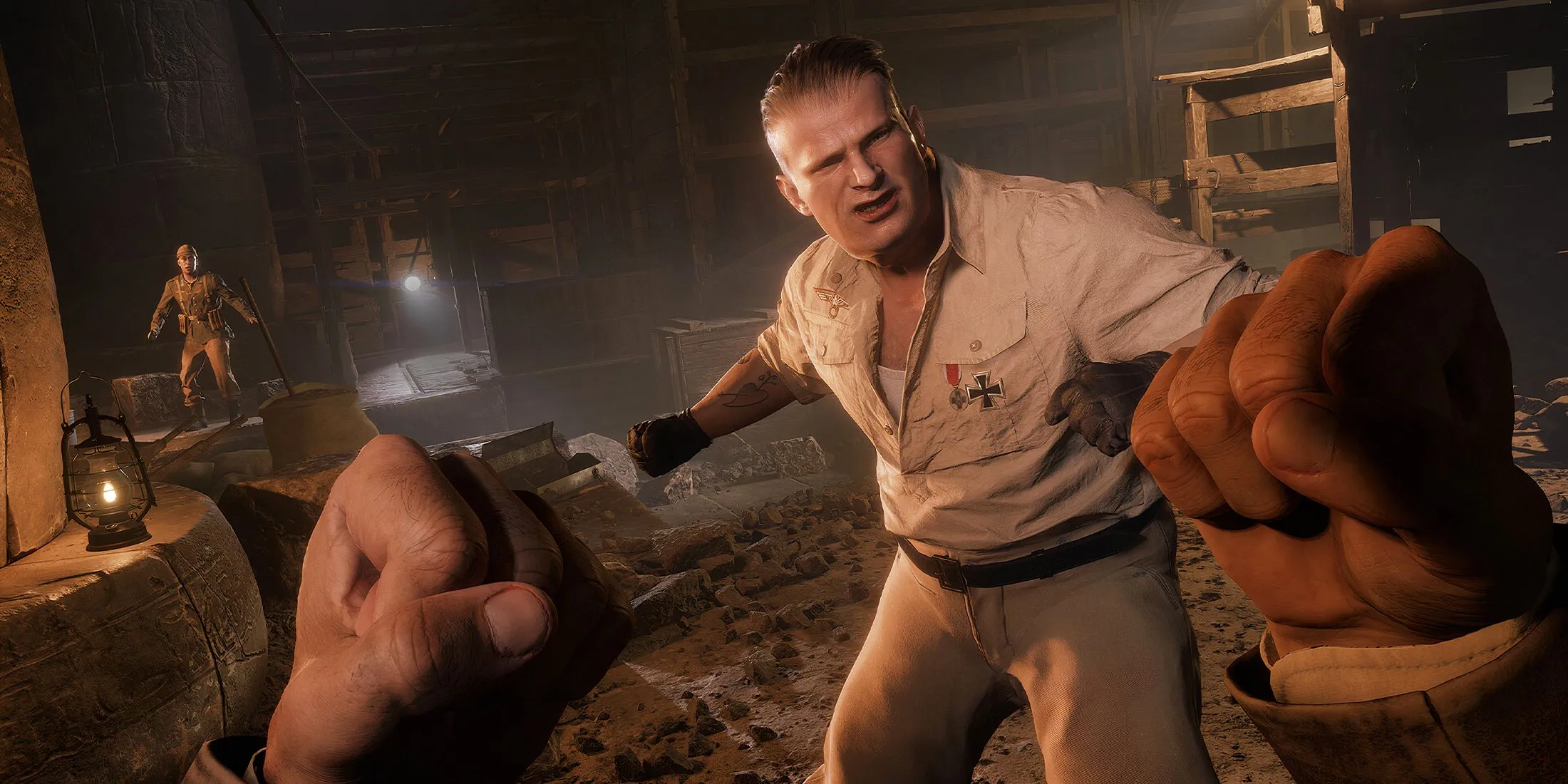 Cảnh chiến đấu cận chiến trong game Indiana Jones and the Great Circle, tựa game gặp lỗi không thể khởi động trên ứng dụng Xbox PC của người dùng.