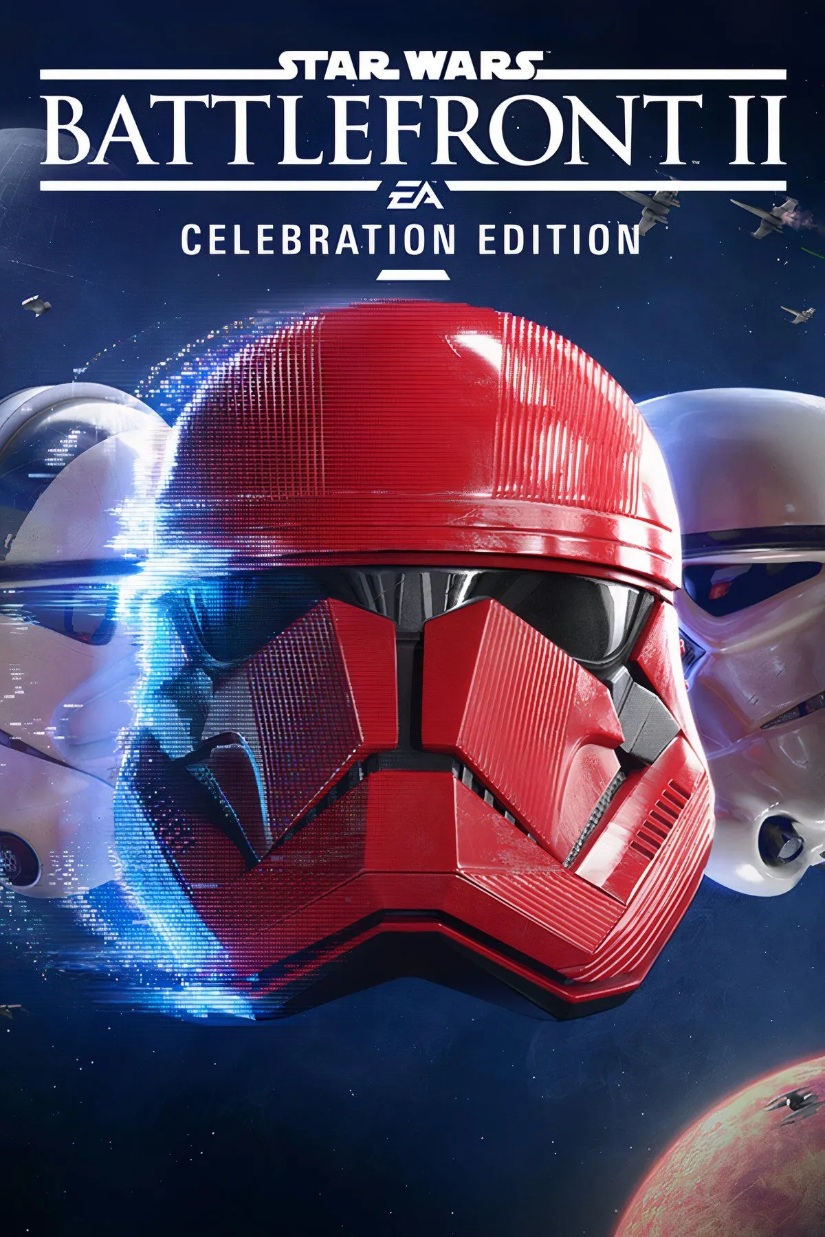 Cảnh chiến đấu hoành tráng trong Star Wars Battlefront II với các nhân vật và phương tiện từ vũ trụ Star Wars