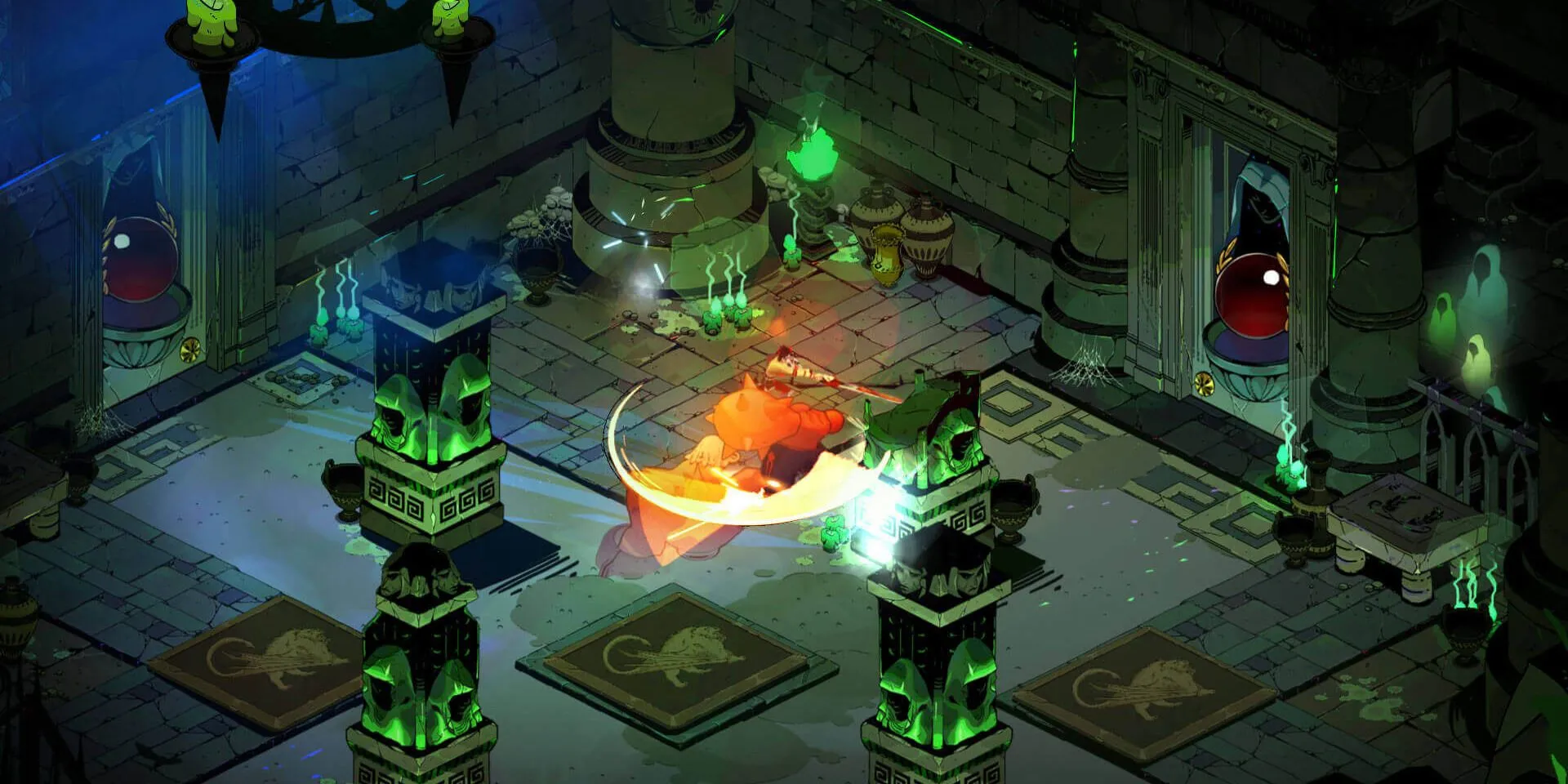 Cảnh gameplay của Hades, tựa game roguelite được khen ngợi với hành động nhanh và đồ họa đẹp mắt
