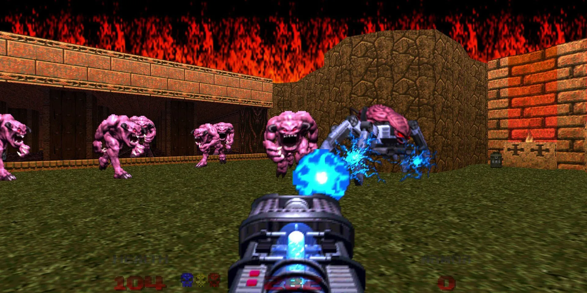 Cảnh gameplay hành động kịch tính của Doom 64, một game bắn súng cổ điển chạy tốt trên Chromebook Plus