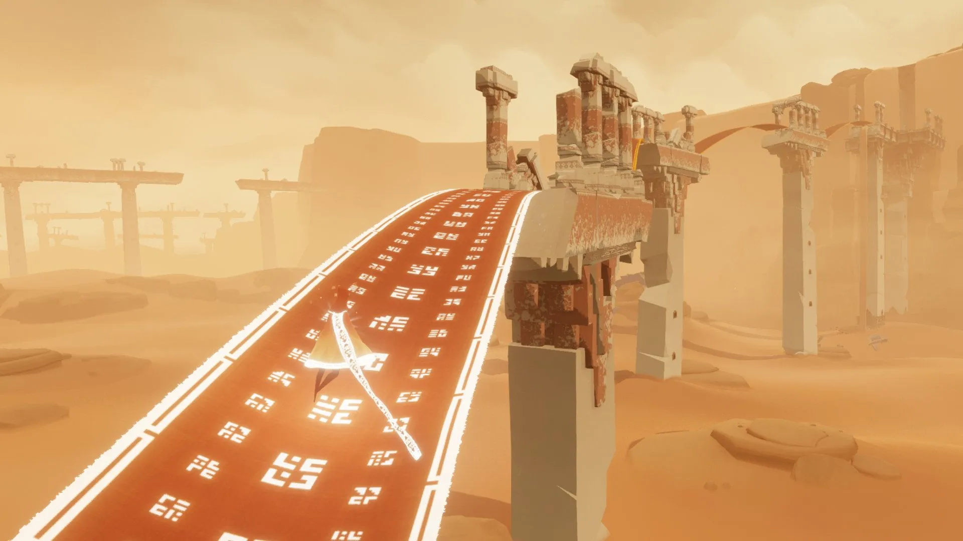 Cảnh quan thanh bình và huyền ảo từ game Journey, một tựa game indie gây tranh cãi nhưng thành công, nổi tiếng với trải nghiệm nghệ thuật độc đáo.