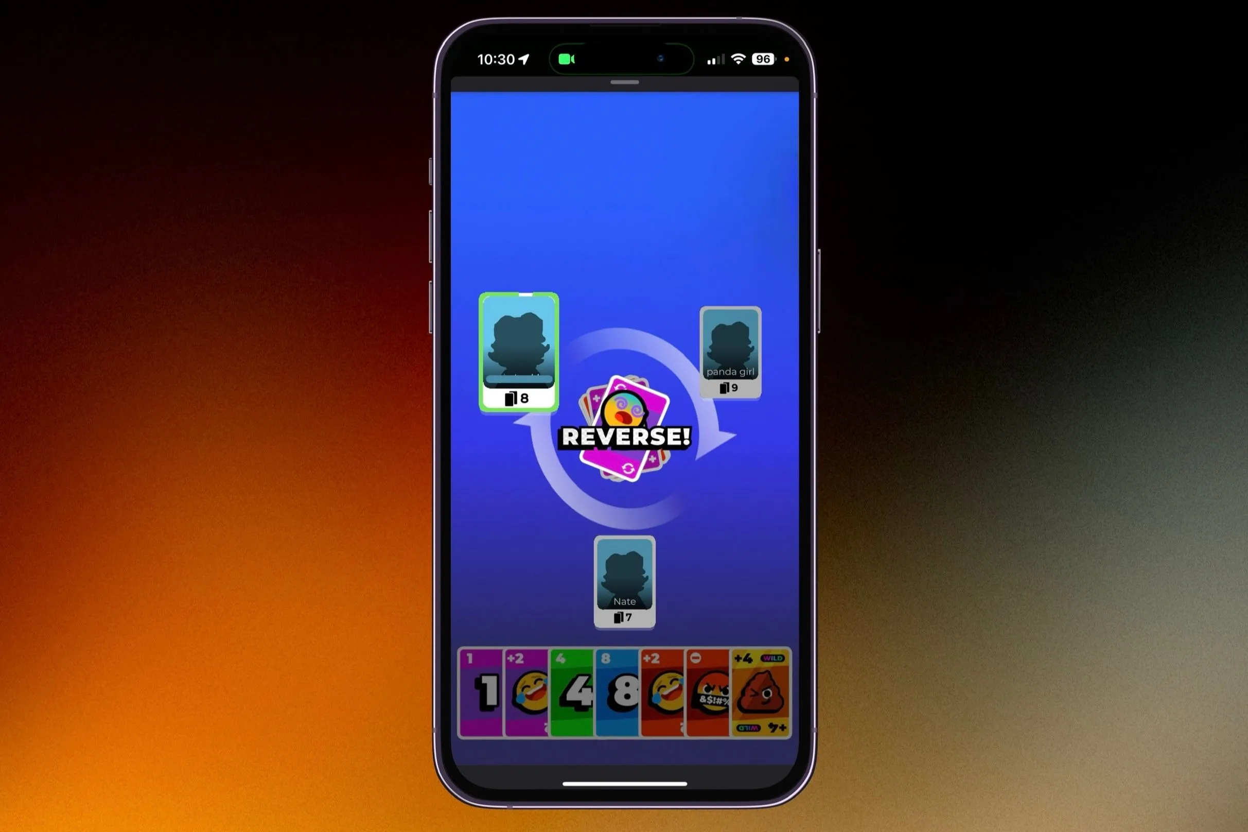 Chơi trò chơi Crazy Cards trong ứng dụng Bunch Games iMessage trên iPhone.