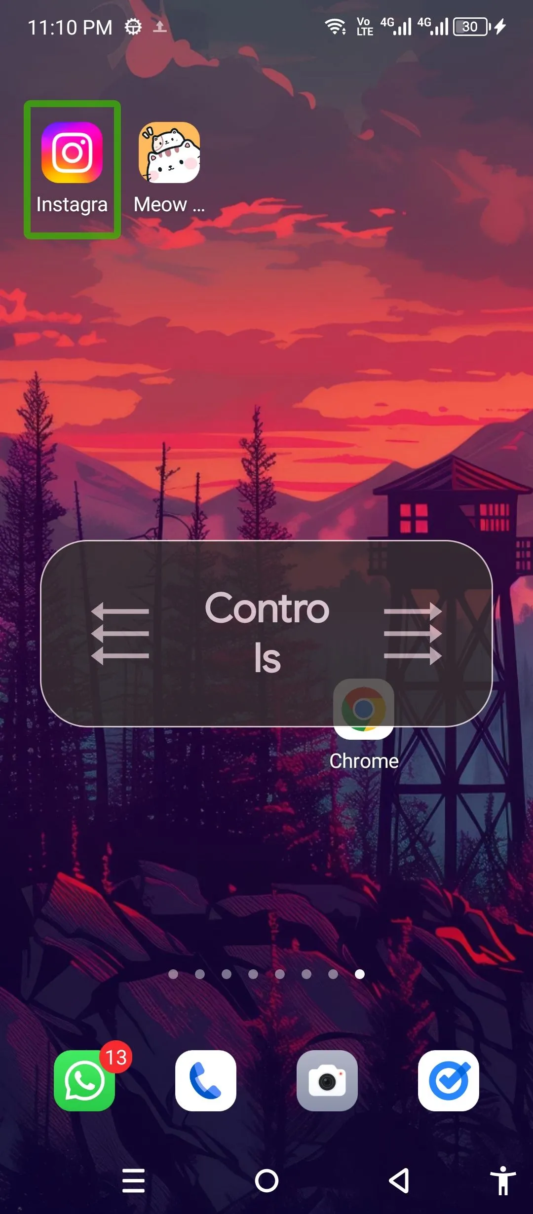 Chuyển sang chế độ &quot;Controls&quot; trong TalkBack để tìm và khởi chạy ứng dụng Chrome