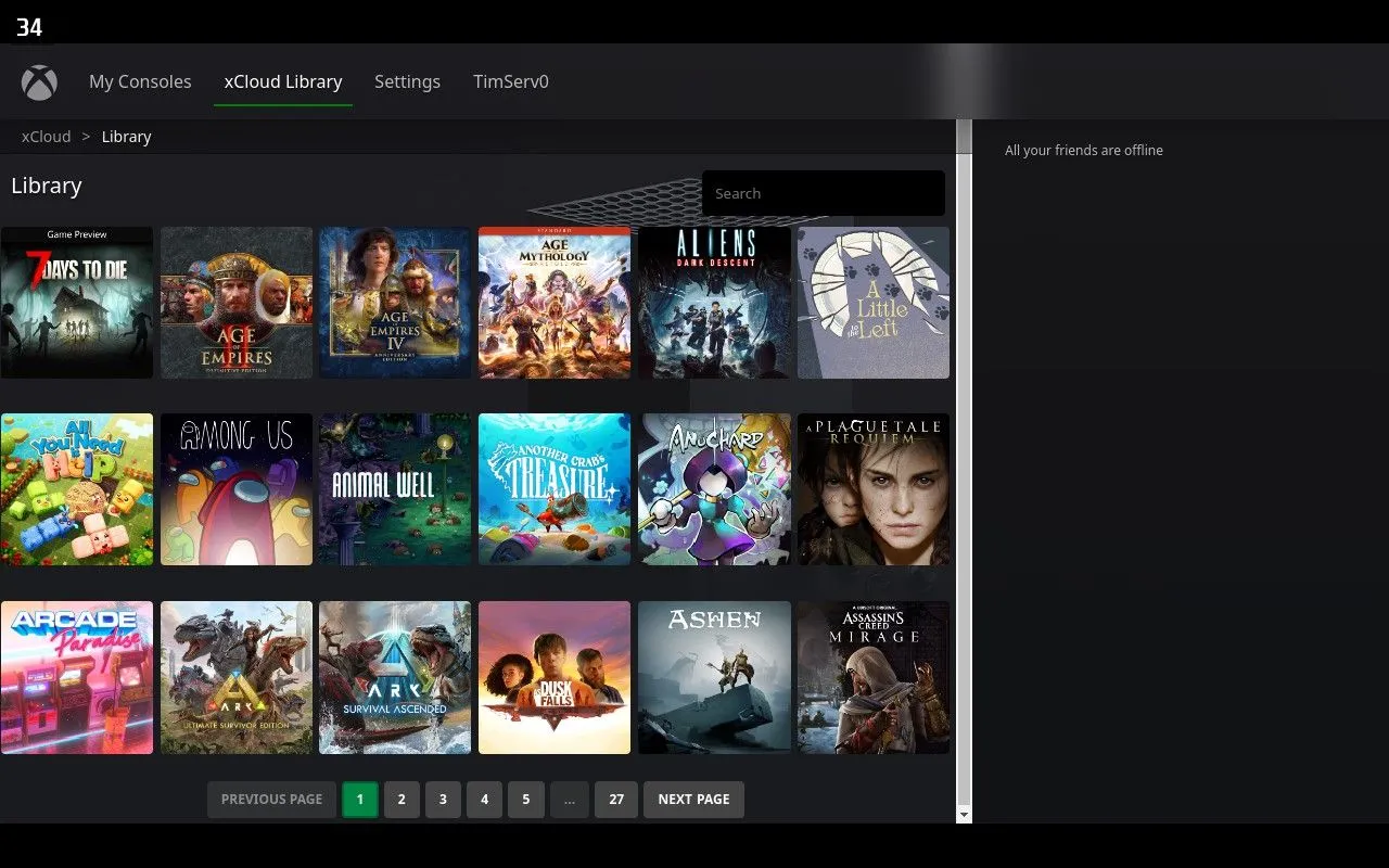 Danh sách các tựa game Xbox Cloud Gaming có thể truy cập qua ứng dụng Greenlight trên Steam Deck.