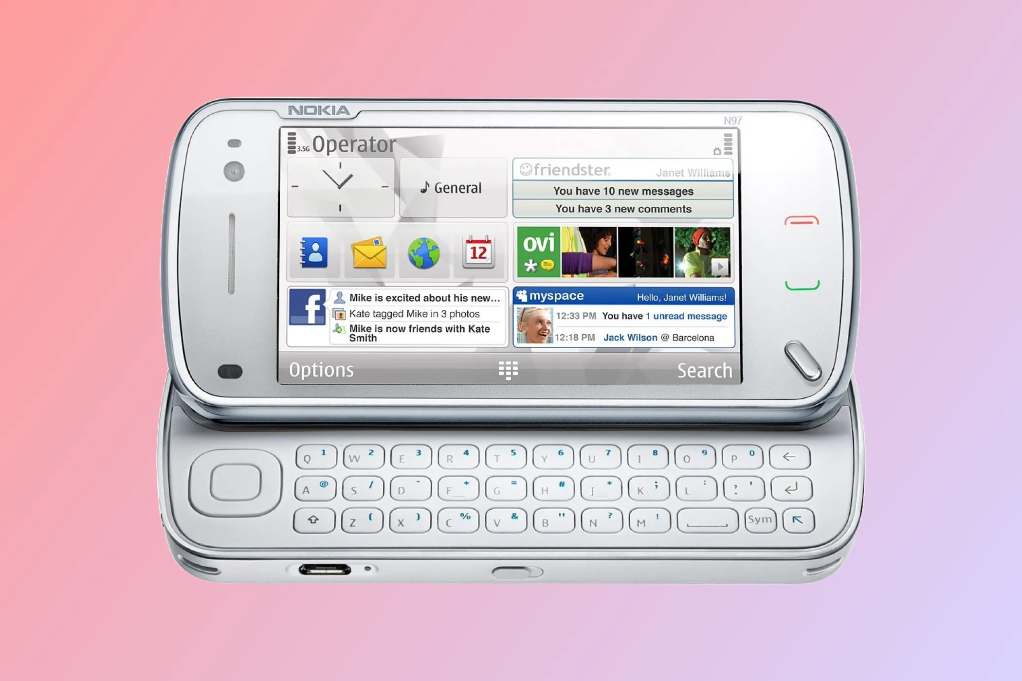 Điện thoại Nokia N97 với bàn phím QWERTY trượt, biểu tượng của kỷ nguyên gõ phím vật lý chính xác.