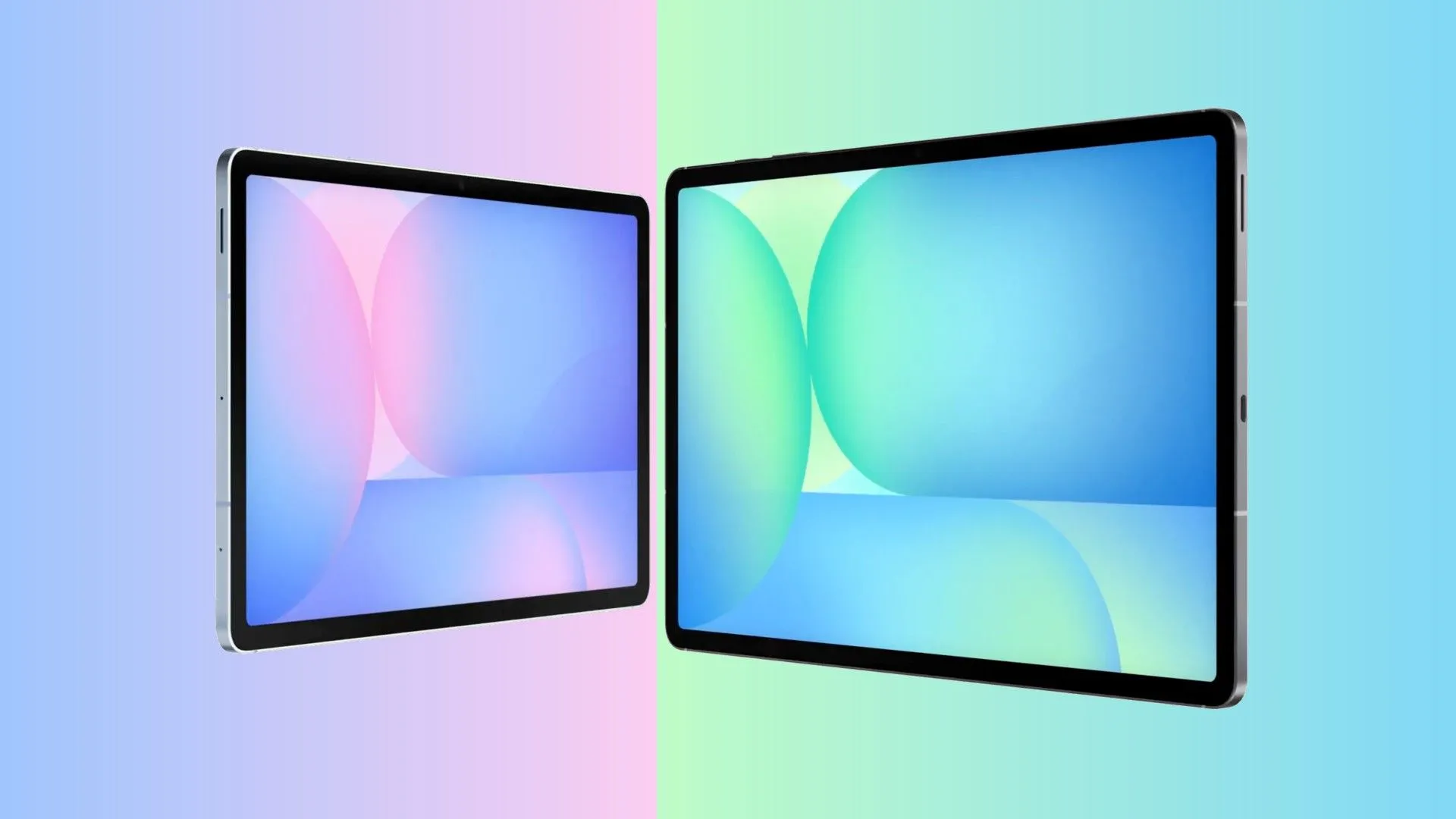 Dòng máy tính bảng Samsung Galaxy Tab S10 FE và S10 FE+ màu xanh lá và xám