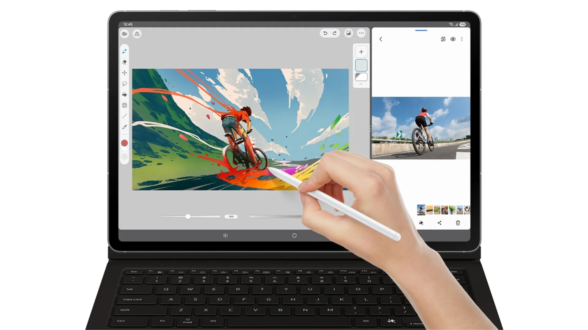 Galaxy Tab S10 FE với bàn phím gắn liền và bút S Pen