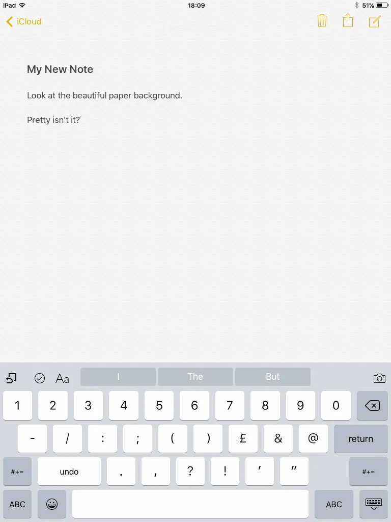 Ghi chú với nền giấy chân thực trong ứng dụng Notes trên iPad 2, thể hiện khả năng ghi chú chuyên dụng.
