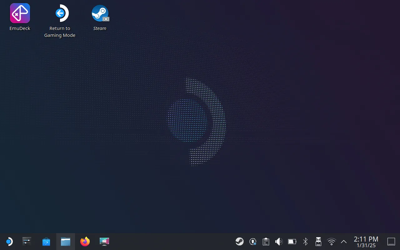 Giao diện chế độ Desktop của Steam Deck chạy SteamOS