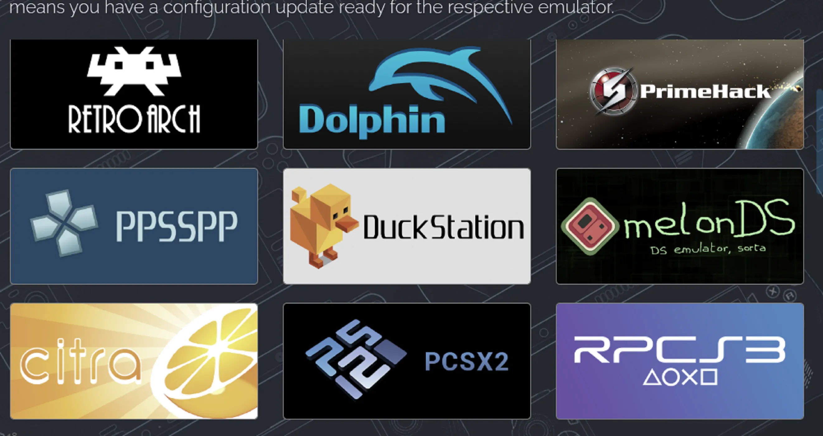 Giao diện Emudeck trên Steam Deck với các trình giả lập game đã được phát hiện và cài đặt