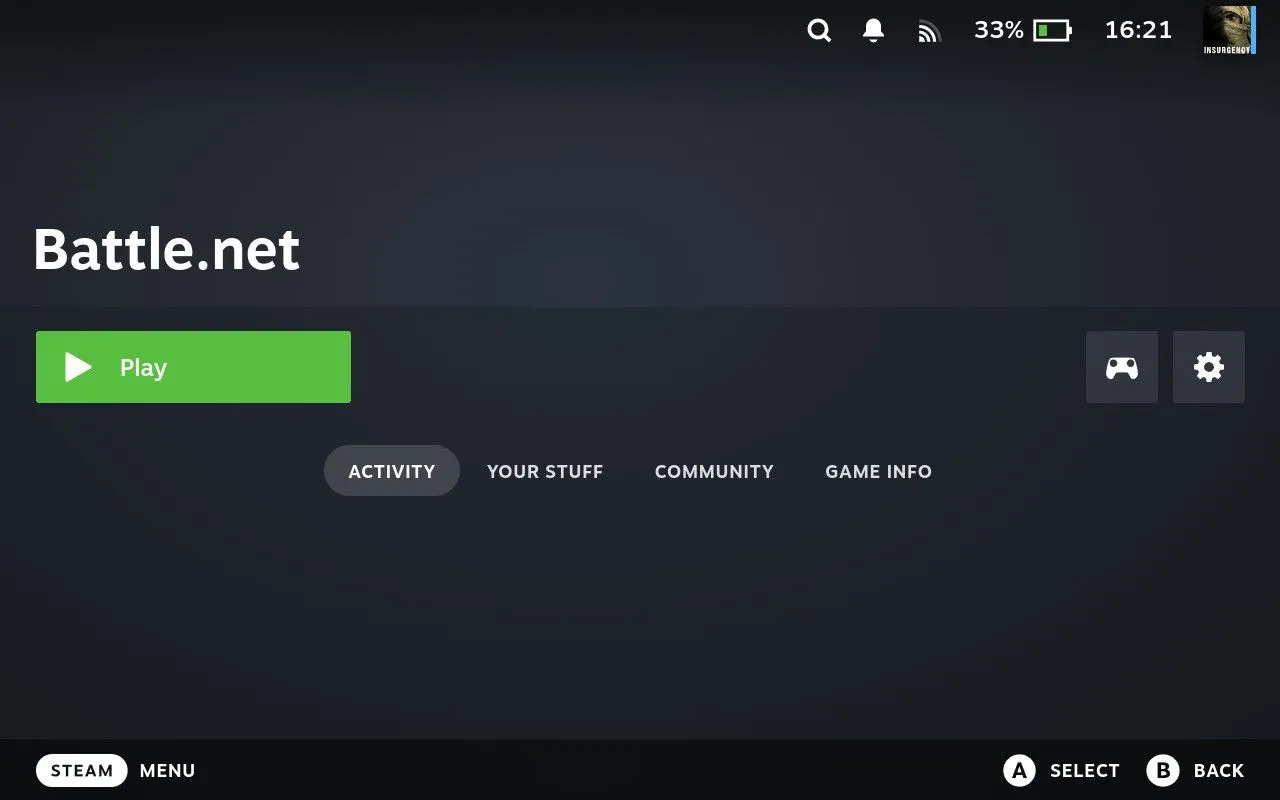 Giao diện thư viện Steam Deck hiển thị Battle.net trong mục Non-Steam Games