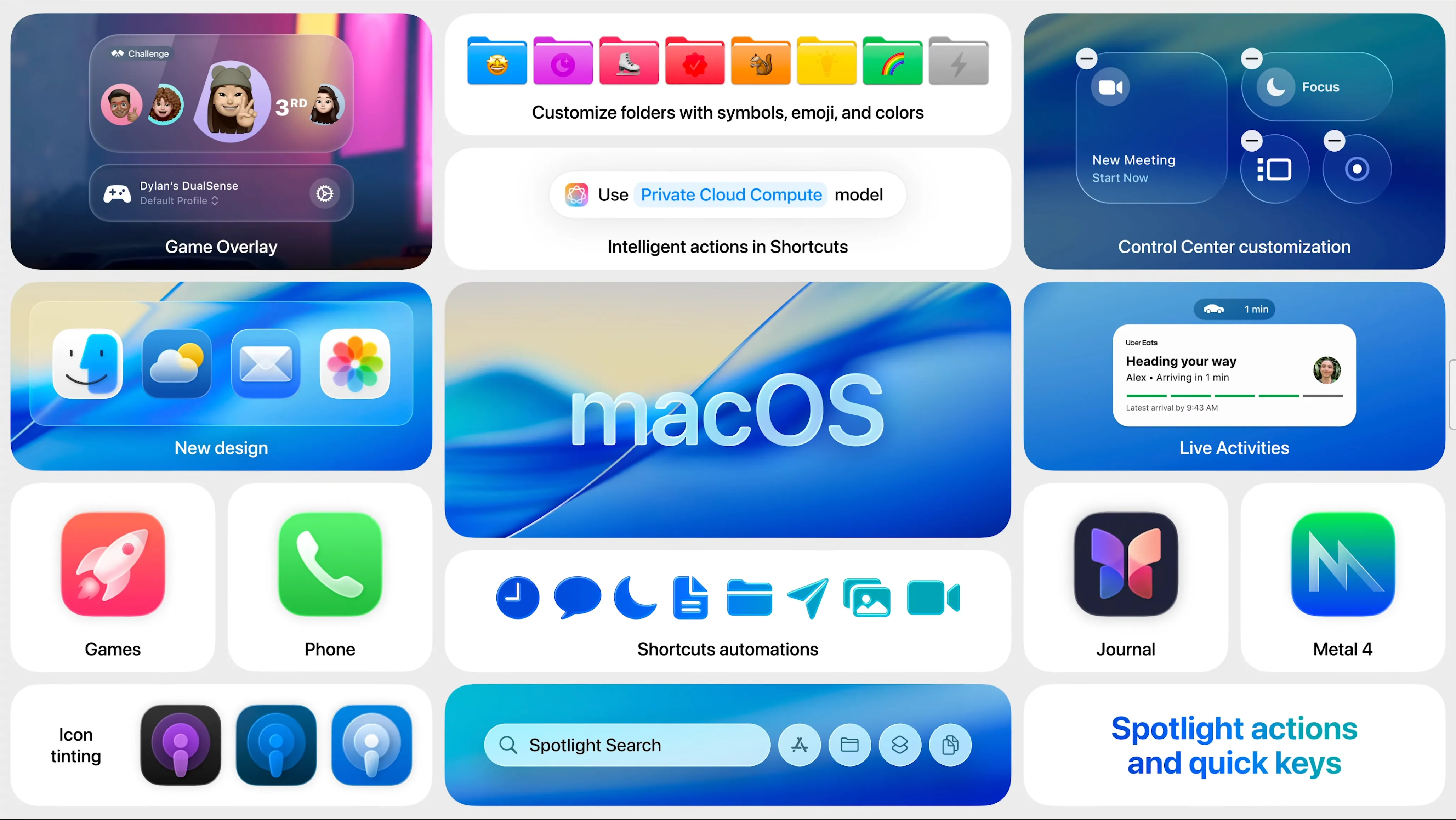 Giao diện tổng quan macOS 26 Tahoe trên máy Mac, hiển thị các yếu tố thiết kế mới và ứng dụng được cập nhật, minh họa trực quan bản cập nhật hệ điều hành sắp tới của Apple với những cải tiến về trải nghiệm người dùng.
