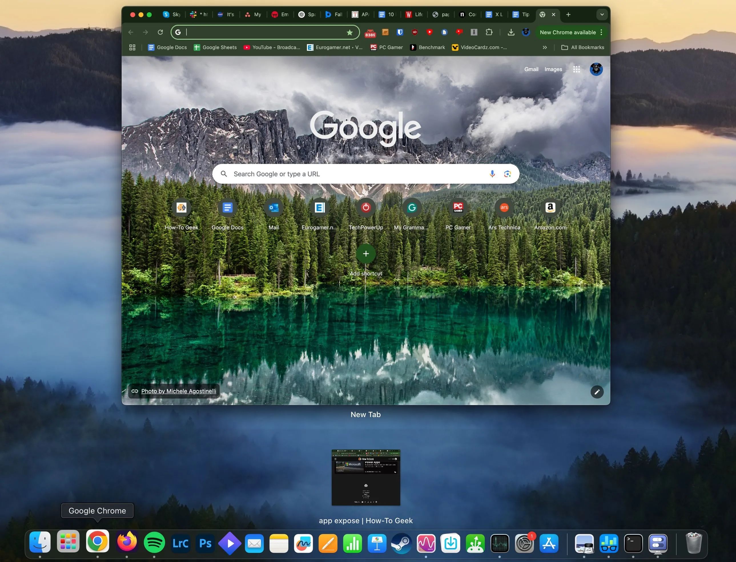 Giao diện xem trước cửa sổ trong Dock của macOS, bao gồm cả cửa sổ đang hoạt động và cửa sổ đã thu nhỏ.