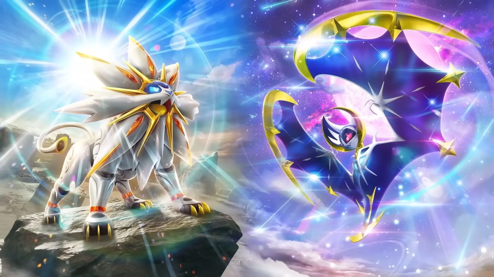 Gói booster Lunala và Solgaleo, cùng các Pokémon huyền thoại trong bản mở rộng Pokémon TCG Pocket Celestial Guardians.