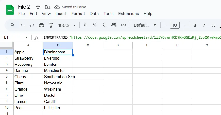 Hàm IMPORTRANGE trong Google Sheets được sử dụng để nhập dữ liệu từ một phạm vi đã đặt tên.