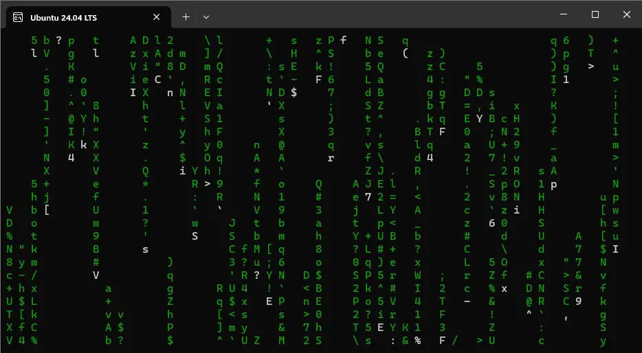 Hiệu ứng chữ ma trận CMatrix đang hiển thị trên terminal, tạo cảm giác về một lượng lớn văn bản nhưng không phải lúc nào cũng cần đọc.
