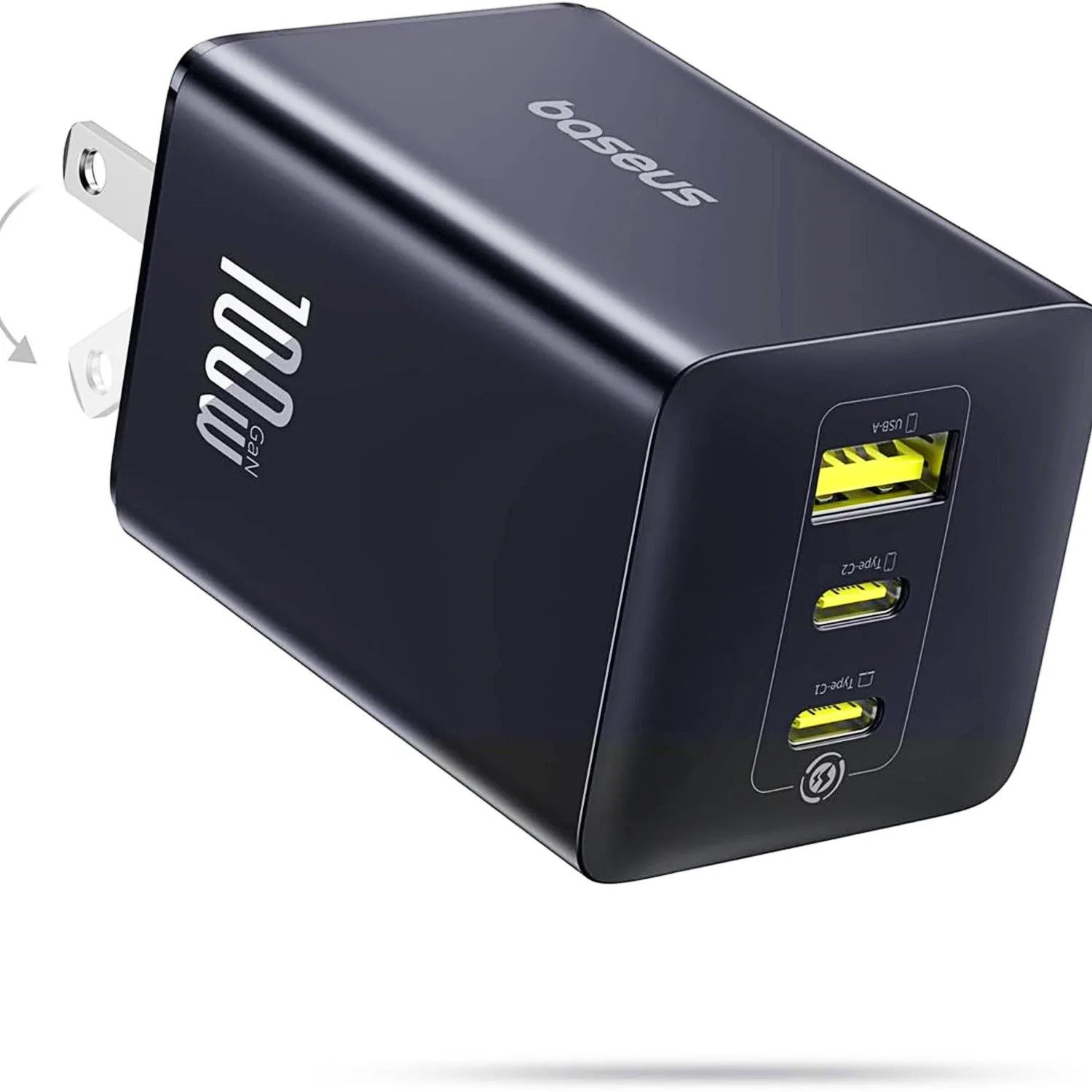 Hình ảnh củ sạc nhanh Baseus 100W gọn nhẹ với thiết kế 3 cổng