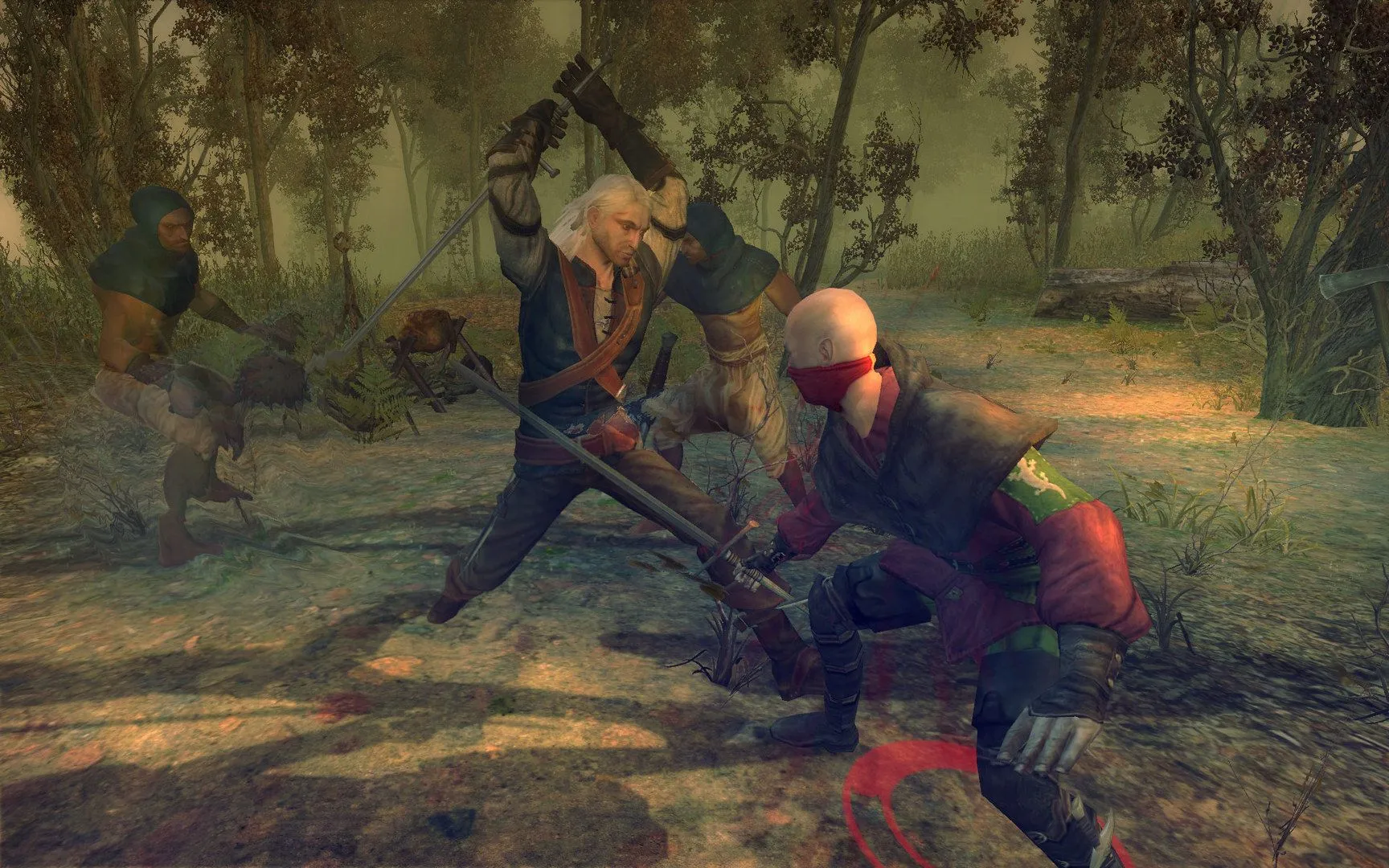 Hình ảnh Geralt of Rivia từ phiên bản game The Witcher (2007) gốc, một tựa game nhập vai nổi tiếng.