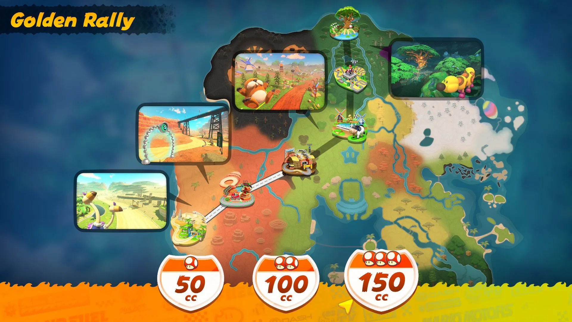 Hình ảnh minh họa chế độ Knockout Tour đầy kịch tính với 24 tay đua trong Mario Kart World