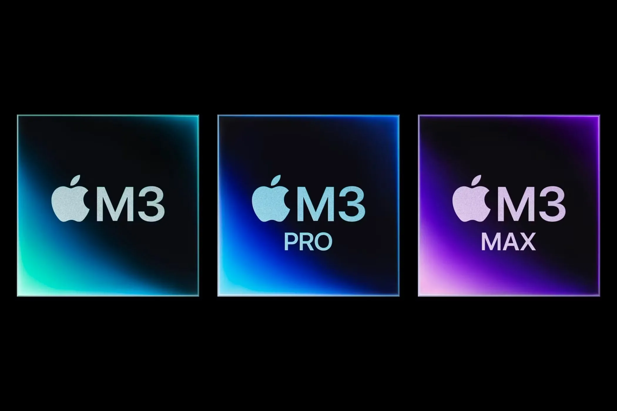 Hình ảnh minh họa dòng chip Apple M3, M3 Pro và M3 Max, đại diện cho sức mạnh xử lý của Apple Silicon
