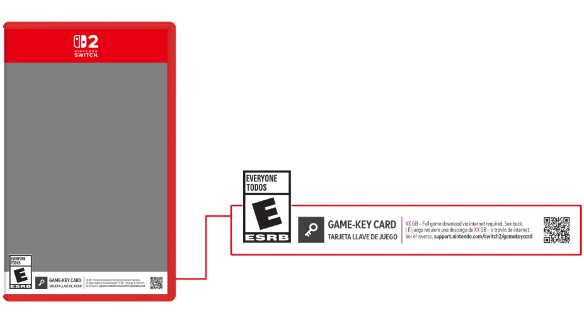 Hình ảnh minh họa Game-Key Card của Nintendo Switch 2, với biểu tượng chìa khóa đặc trưng trên hộp game để nhận diện.