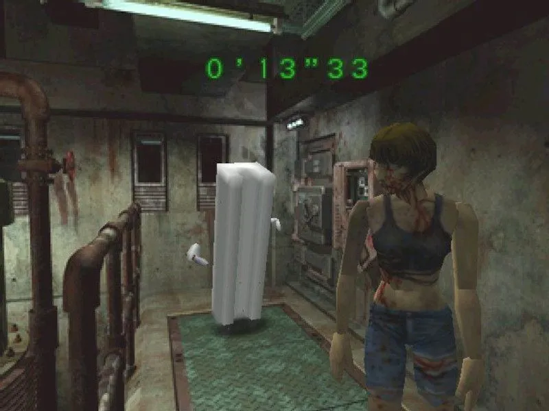 Hình ảnh nhân vật Tofu cầm dao trong chế độ chơi phụ &quot;The Tofu Survivor&quot; của game Resident Evil, minh họa cho phần thưởng mở khóa và chế độ chơi thêm.