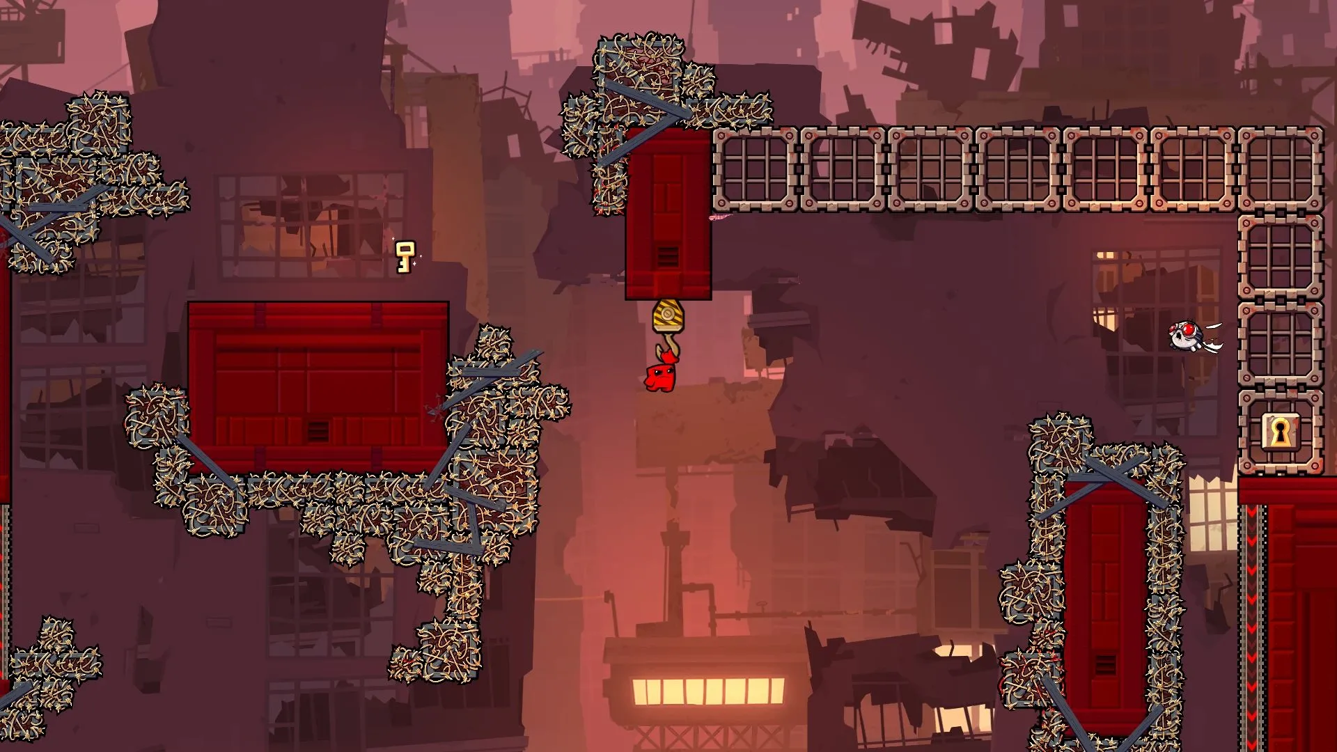 Hình ảnh từ game Super Meat Boy Forever, minh họa lối chơi platformer tốc độ cao, đại diện cho game trình duyệt được phát triển thành phiên bản di động.
