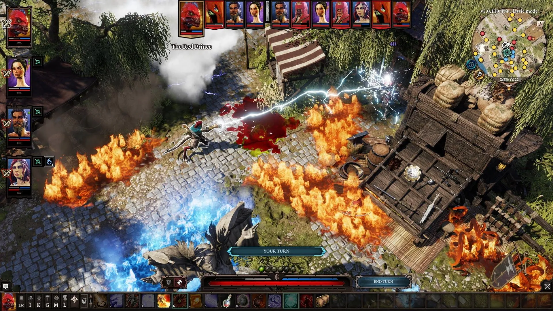Hoàng tử Đỏ (The Red Prince) sử dụng kỹ năng tấn công bằng sét trong game Divinity Original Sin 2, một trong những bạn đồng hành có thể thiết lập quan hệ lãng mạn.