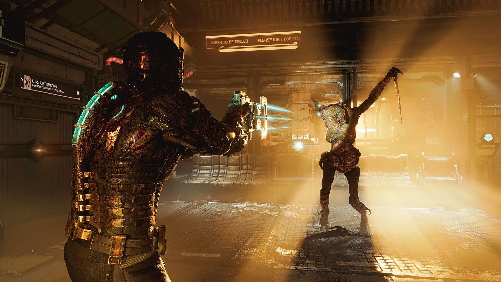 Isaac Clarke chiến đấu với Necromorph trong Dead Space (2023) remake, minh họa đồ họa tân tiến và cải tiến của phiên bản làm lại