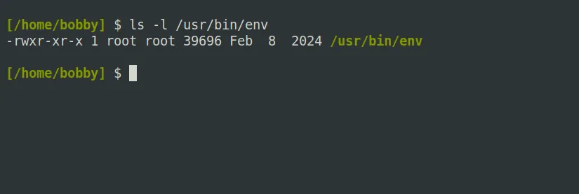 Kết quả lệnh ls -l trên Linux hiển thị chi tiết quyền hạn của một tệp tin.