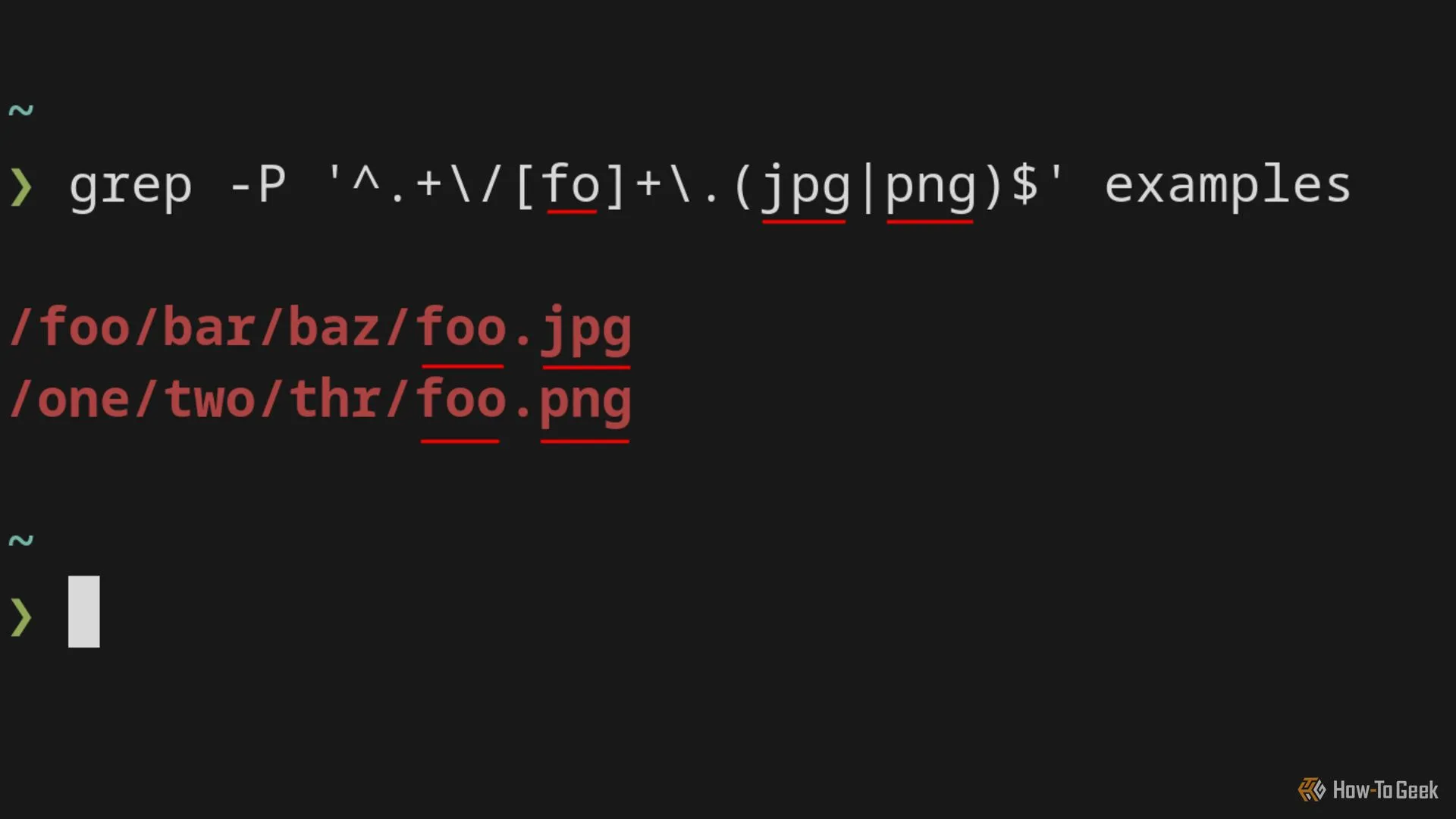 Lệnh grep với cờ -P hiển thị các đường dẫn tệp khớp với mẫu Regex PCRE.