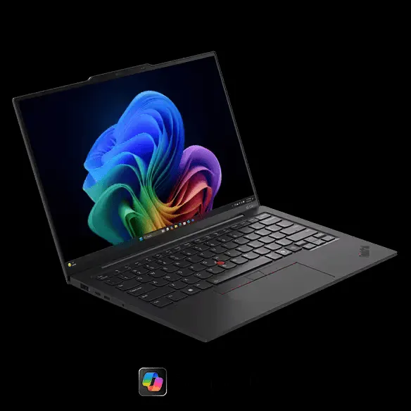 Lenovo ThinkPad X1 Carbon Gen 13 Aura Edition màu đen với logo ThinkPad đỏ nổi bật