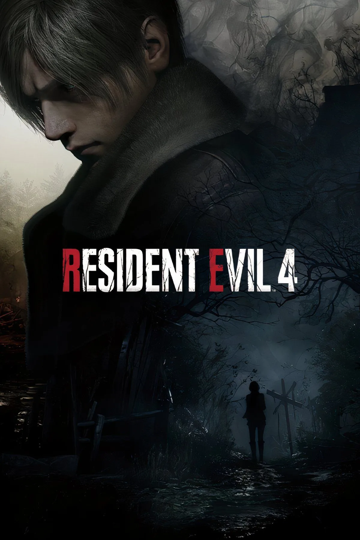 Leon Kennedy trong Resident Evil 4 Remake đang chiến đấu với quái vật giữa khung cảnh tăm tối