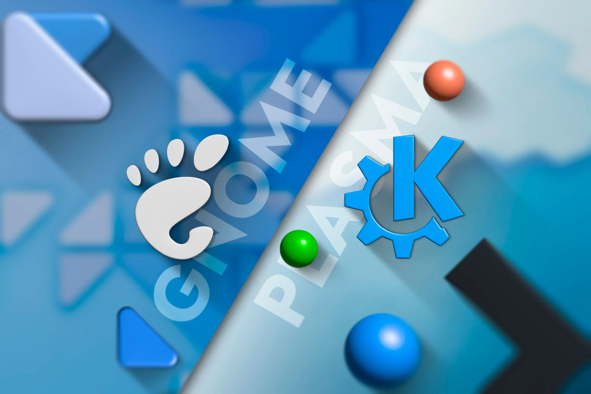 Logo của môi trường desktop GNOME và KDE Plasma đặt cạnh nhau