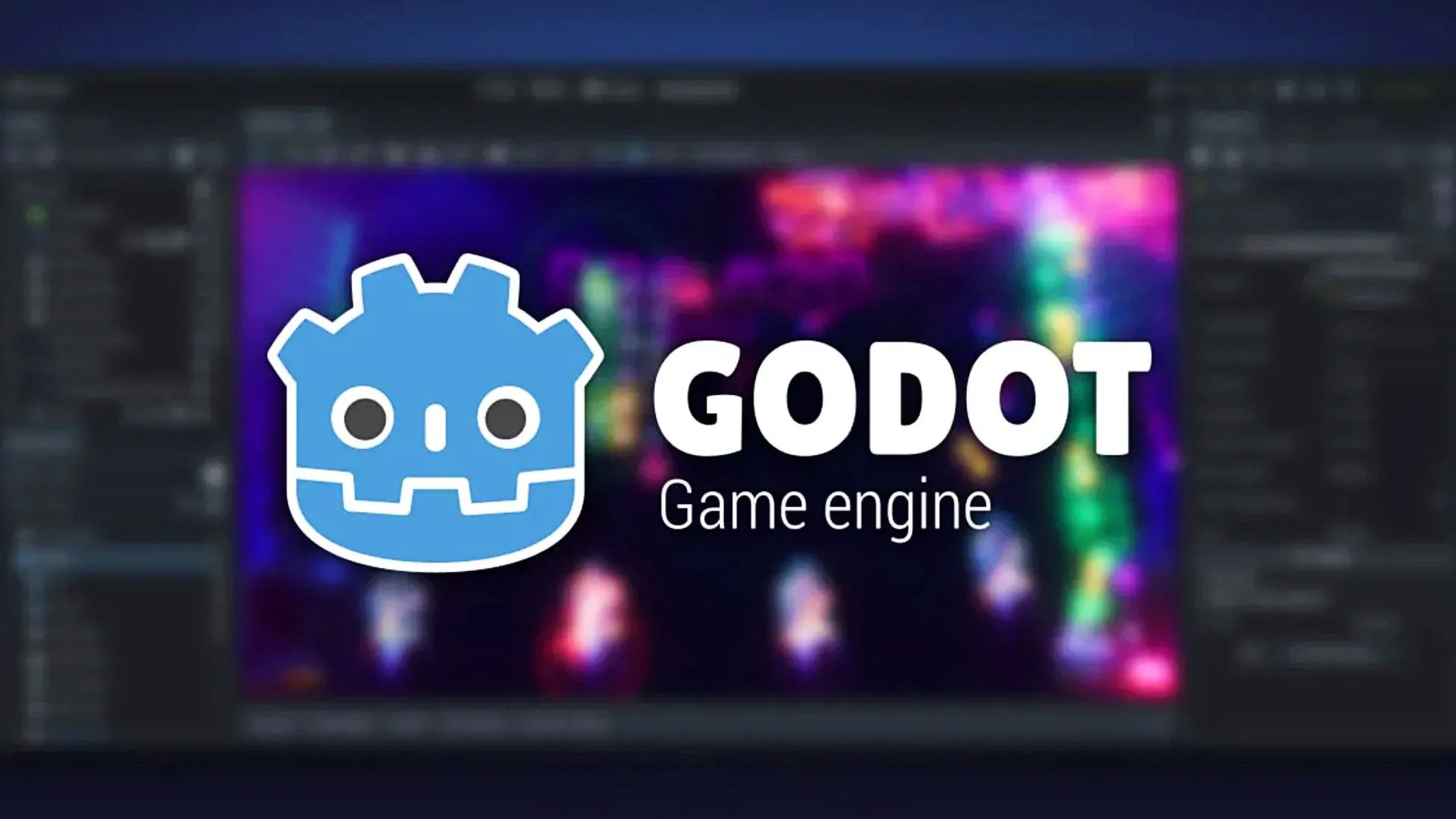 Logo Godot Engine phía trước một dự án đang được làm mờ, biểu tượng của công cụ phát triển game mã nguồn mở có sẵn trên Android.