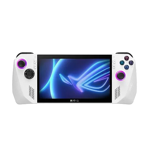 Logo và thông tin sản phẩm Asus ROG Ally, một thiết bị console PC cầm tay mạnh mẽ.