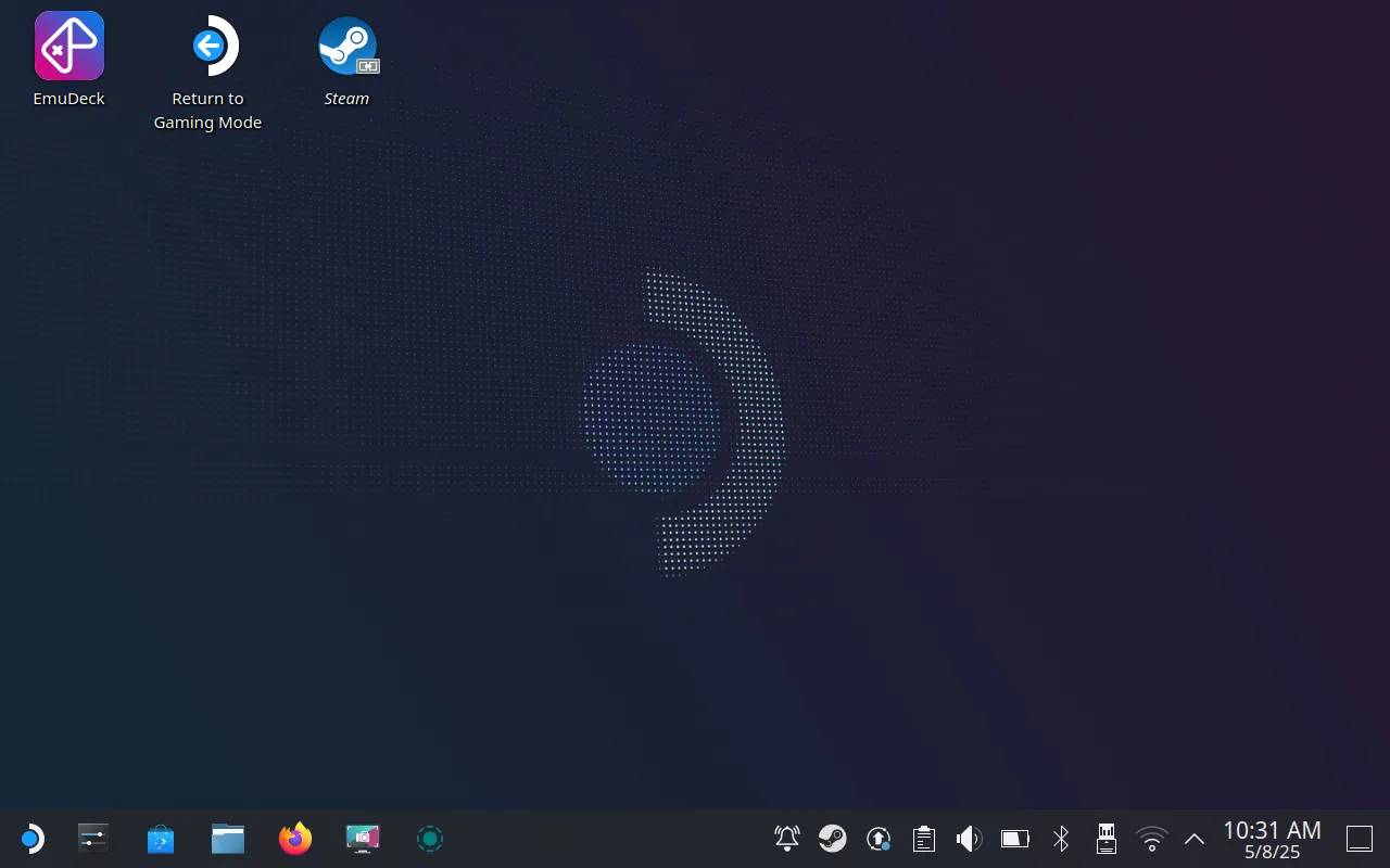 Màn hình Desktop Mode của Steam Deck hiển thị giao diện SteamOS