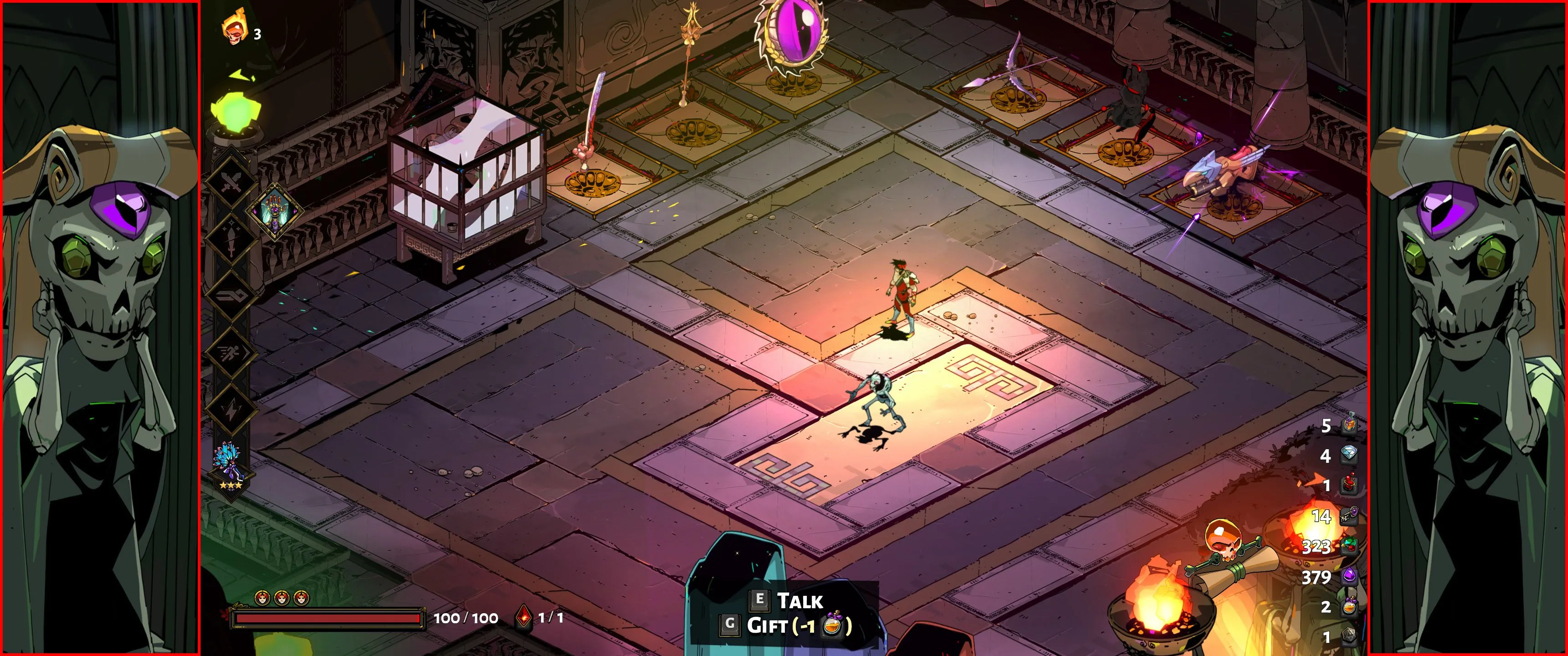 Màn hình rộng trong game Hades, minh họa game hành động isometric né tránh chính xác