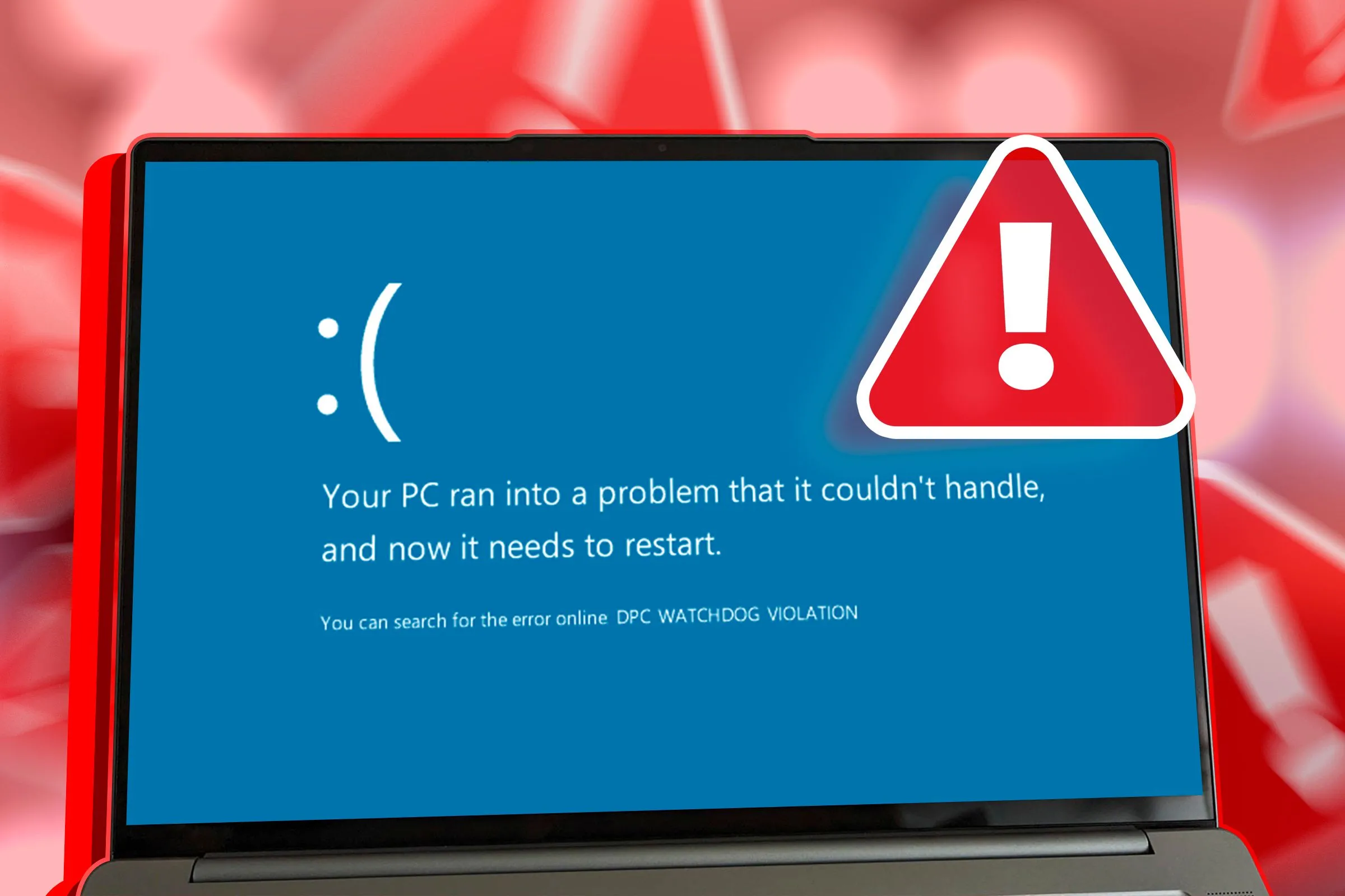 Màn hình xanh chết chóc (BSOD) trên một chiếc laptop Windows