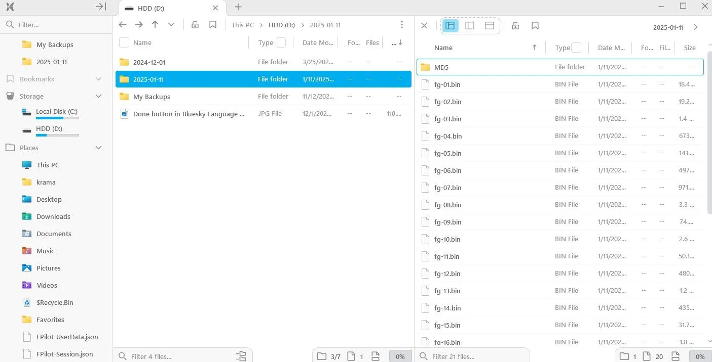 Màn hình xem trước (Inspector) trong ứng dụng File Pilot.
