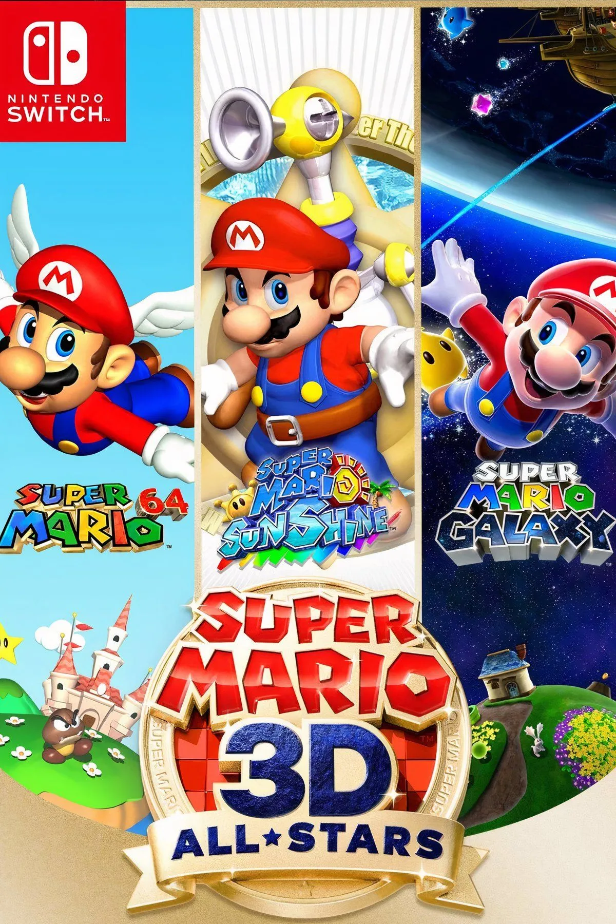 Mario trong Super Mario 64 đang nhảy trên nền lâu đài Peach