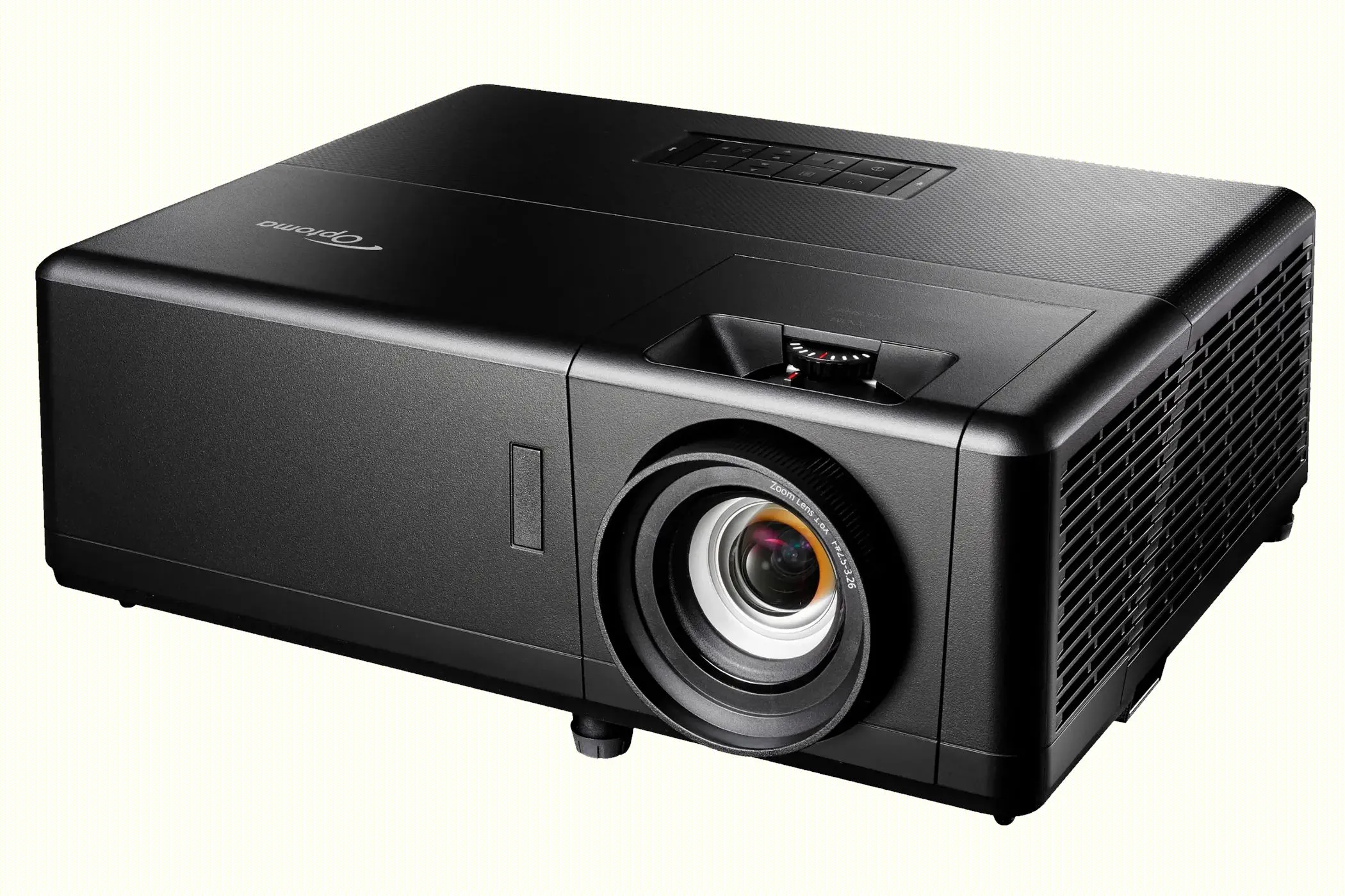 Máy chiếu 4K Optoma UHZ55 màu đen với logo Optoma
