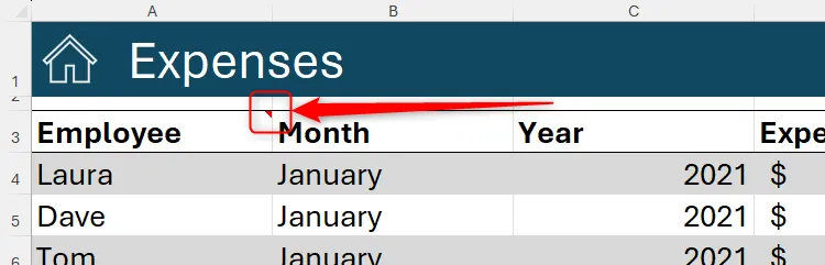 Một ô trong Excel hiển thị biểu tượng ghi chú (red tag) ở góc trên bên phải, báo hiệu có thông tin bổ sung cho người dùng.