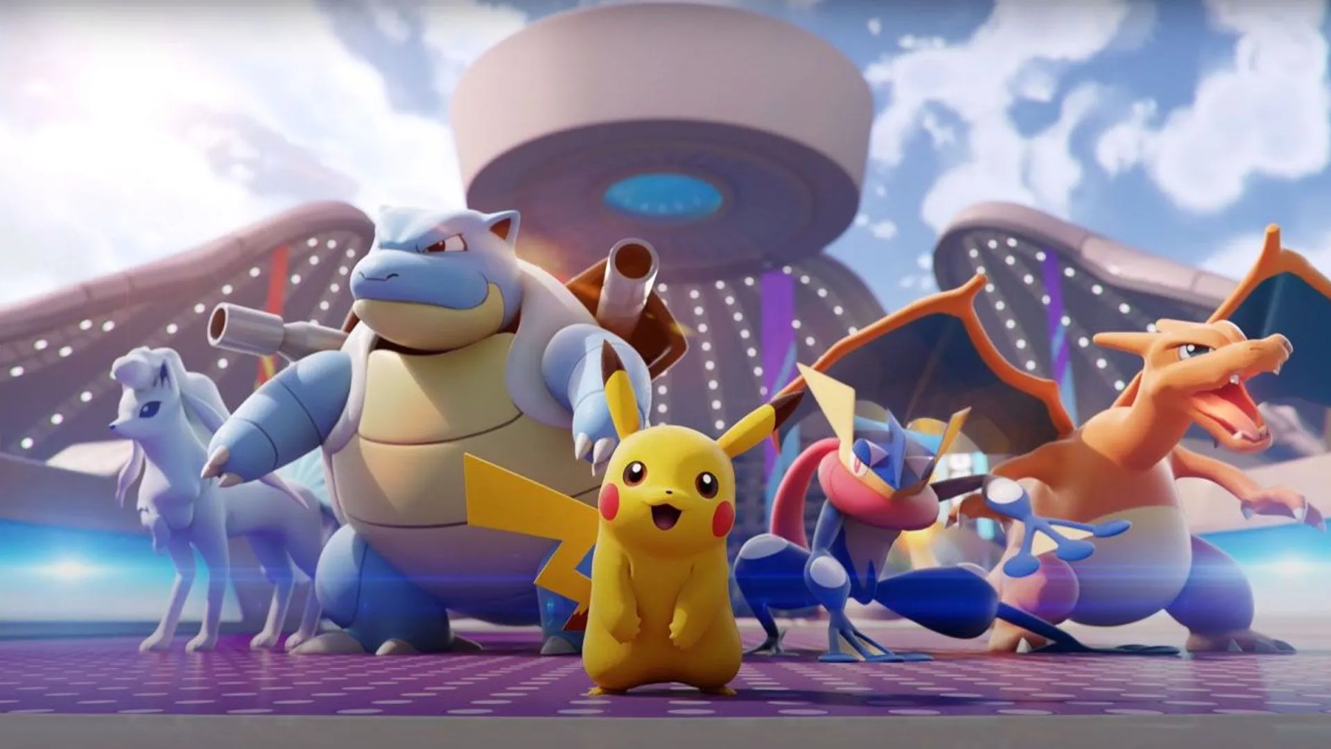 Một số Pokémon có thể chơi được trong Pokémon UNITE, đang chiến đấu
