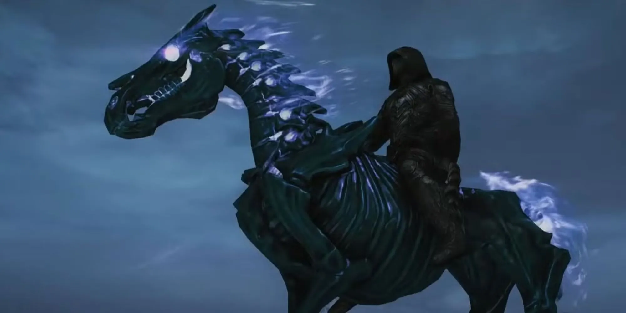 Người chơi cưỡi Arvak, chú ngựa xương triệu hồi được trong The Elder Scrolls V: Skyrim, biểu tượng của sự bền bỉ