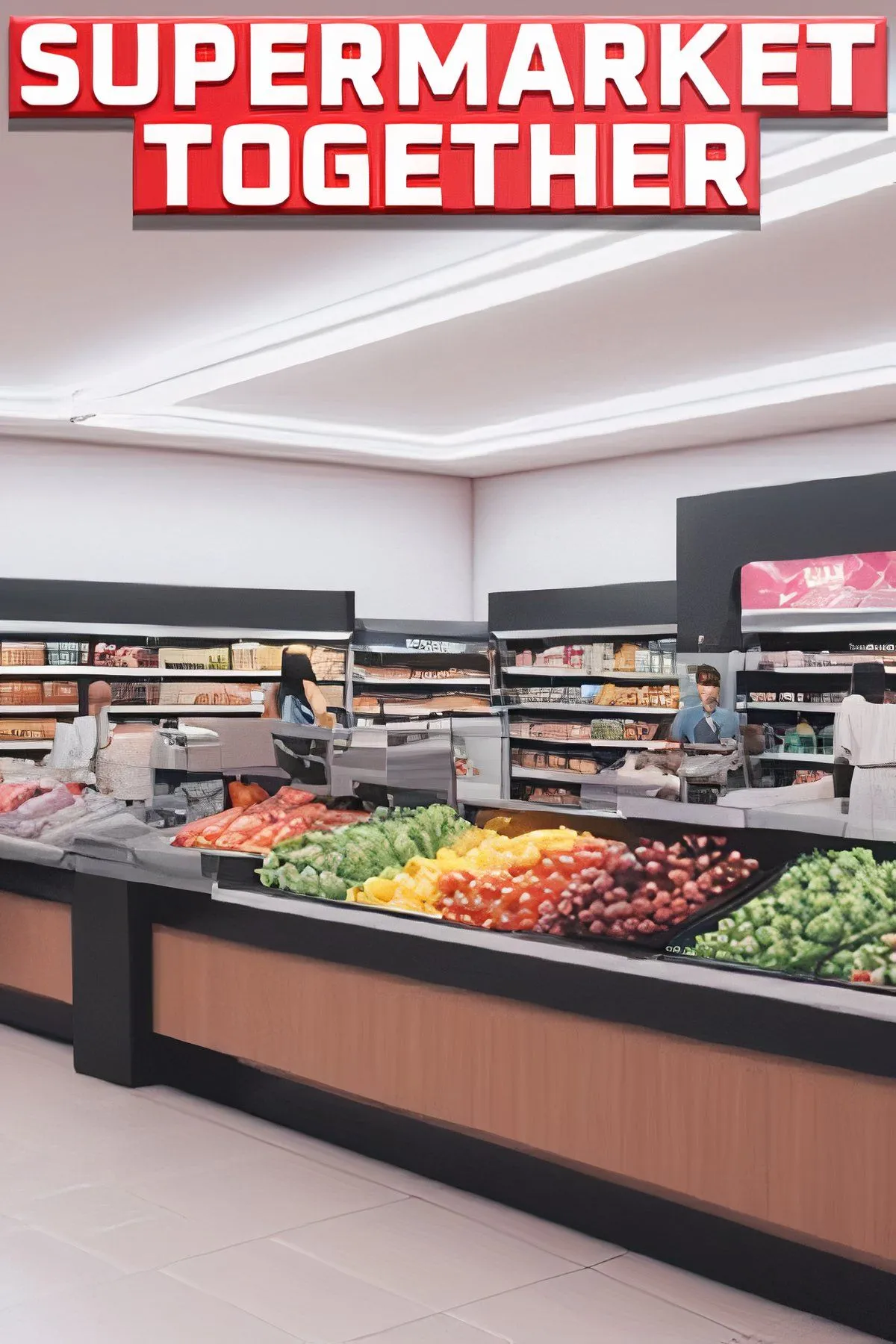 Người chơi điều hành siêu thị, sắp xếp kệ hàng và quản lý trong Supermarket Together
