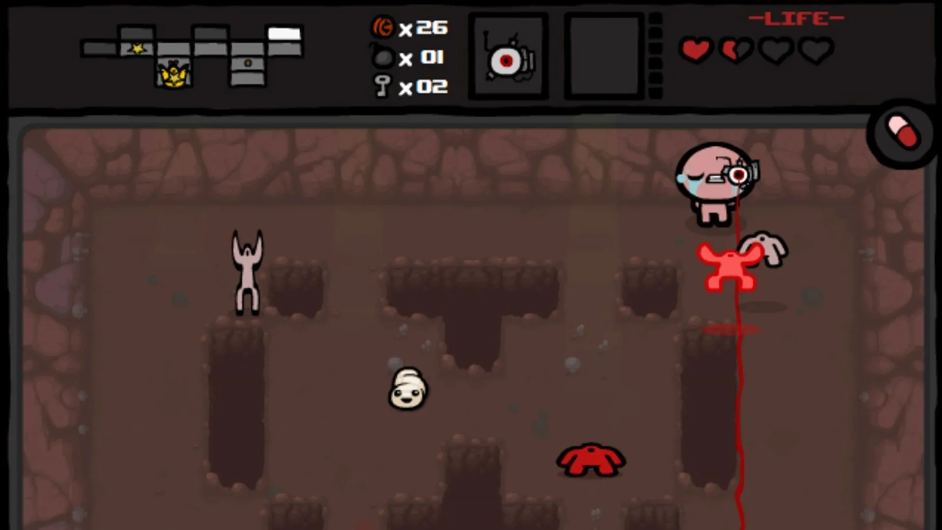 Người chơi với mắt laze bắn kẻ thù trong The Binding of Isaac