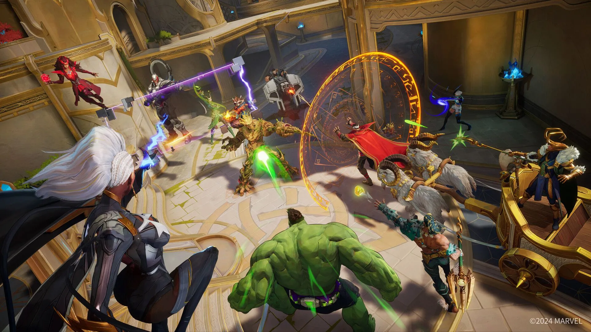 Nhân vật Rocket Raccoon sử dụng vũ khí trong Marvel Rivals.